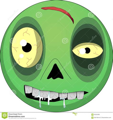 2d Vector Illustration Halloween Zombie Cartoon Dead Man Face Stock