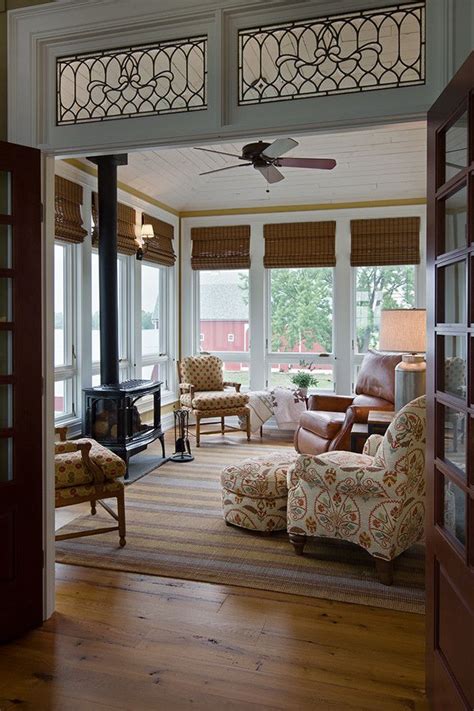 Sun Room Designs Sunroom Farmhouse With Wood Stove White
