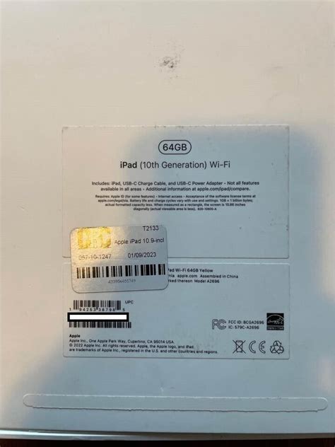 Apple Ipad 109 10th Gen 64gb Wifi Yellow Mpq23lla Used In Box