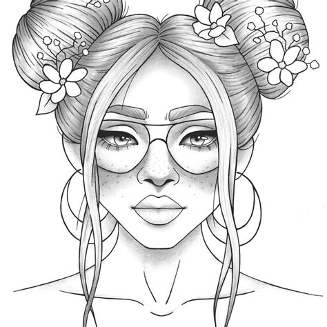 Adult Coloring Page Girl Portrait And Clothes Colouring Sheet Fairytale