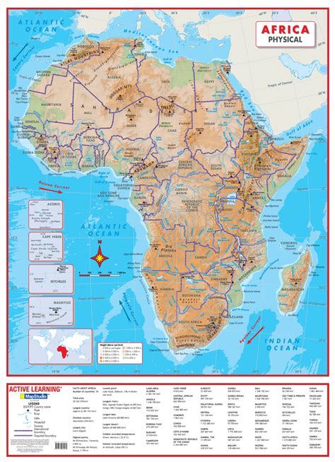 Africa Physical Wall Map A Comprehensive Physical Map Of Africa