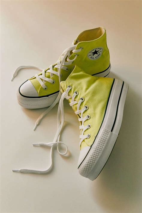 converse chuck taylor all star canvas platform high top sneaker in yellow lyst