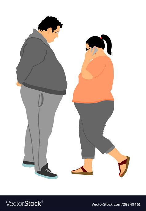 Fat Couple In Love On Date Man And Woman Vector Image