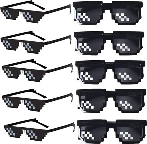 10 Pack Cool Thug Life Glasses Pixelated Mosaic Gamer Mlg Party Sunglasses 8 Bit Pixel Funny