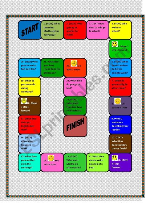 Present Simple Boardgame Worksheet Free Esl Printable