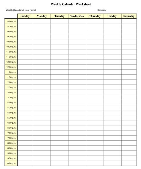 13 Best Printable Weekly Calendar With Time Slots Pdf For Free At