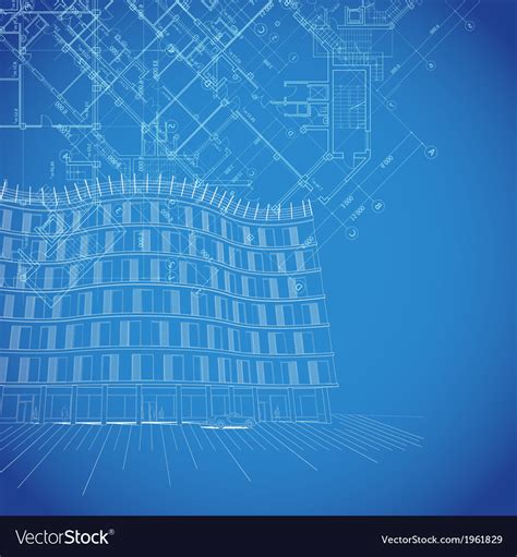 Blueprint Background With Building Plans Vector Image