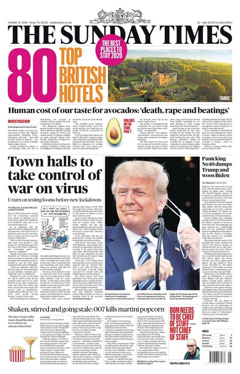 sunday times front page 27th of september 2020 tomorrow s papers today