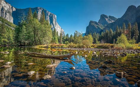 Yosemite National Park California Water Reflection Usa Mountains