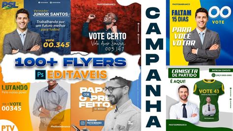 100 Flyers campanha política em PSD template editável no Photoshop