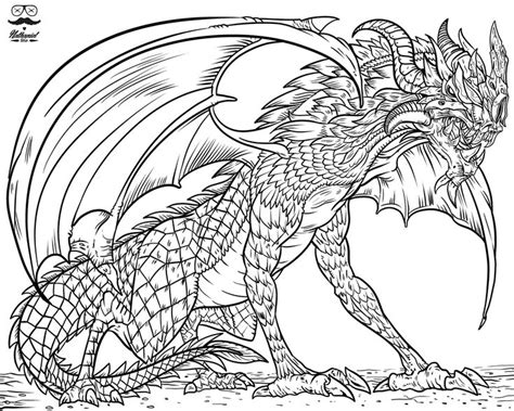 pin on dragon printable adult coloring pages