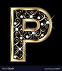 P gold letter with swirly ornaments Royalty Free Vector