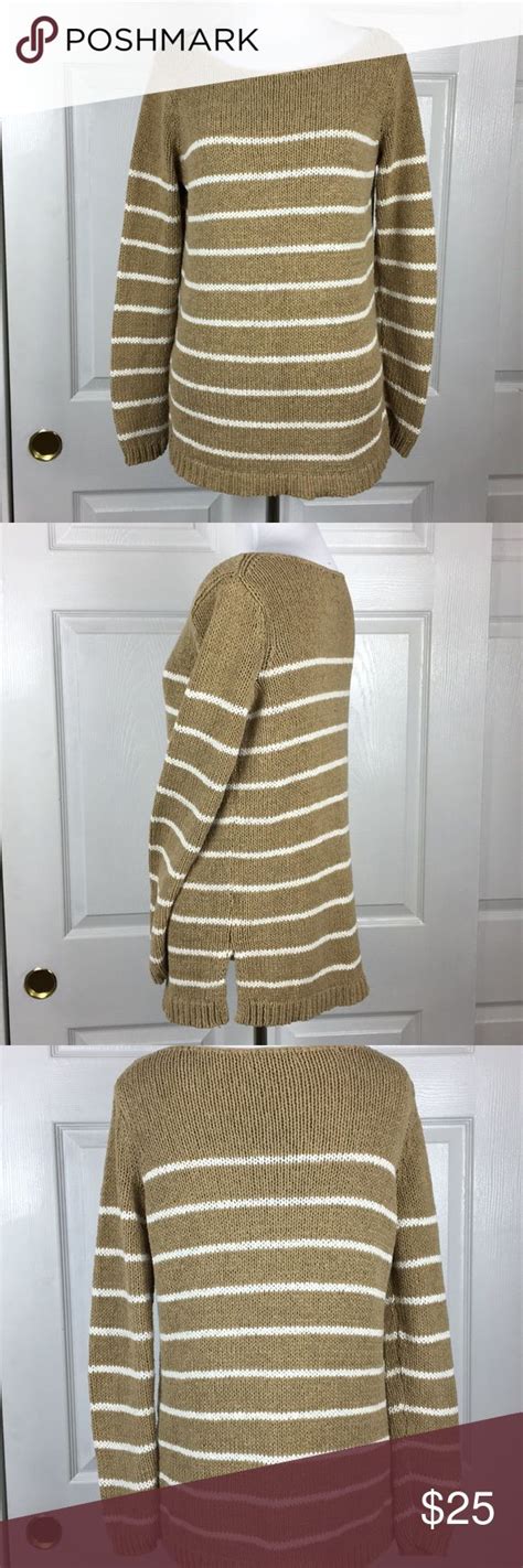 Vince Small Sweater Tan And Cream Stripe Sweaters Vince Sweaters