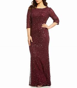  Papell Plus 34 Sleeve Beaded Gown Dillards Plus Size Gowns