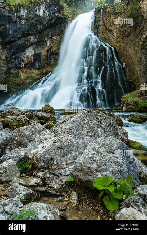 Golling Waterfall Golling Tennengau Salzburg Austria Stock Photo