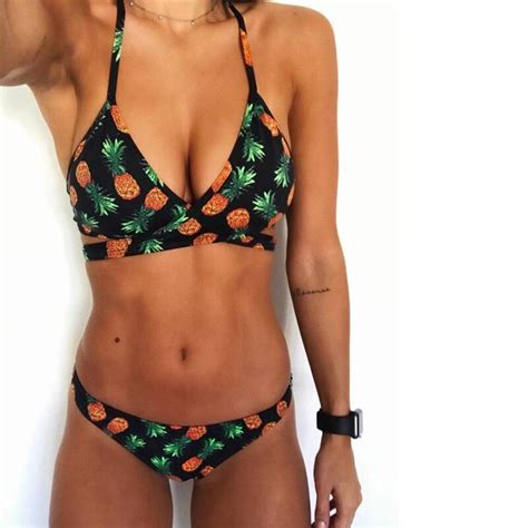 Gxqil 2018 Sexy Thong Micro Bikini Women Brazilian Bikini Sets Print Female Swimwear Summer