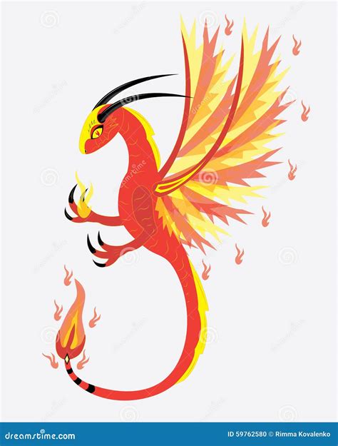 Spirit Of Fire Dragon Stock Vector Illustration Of Wings 59762580