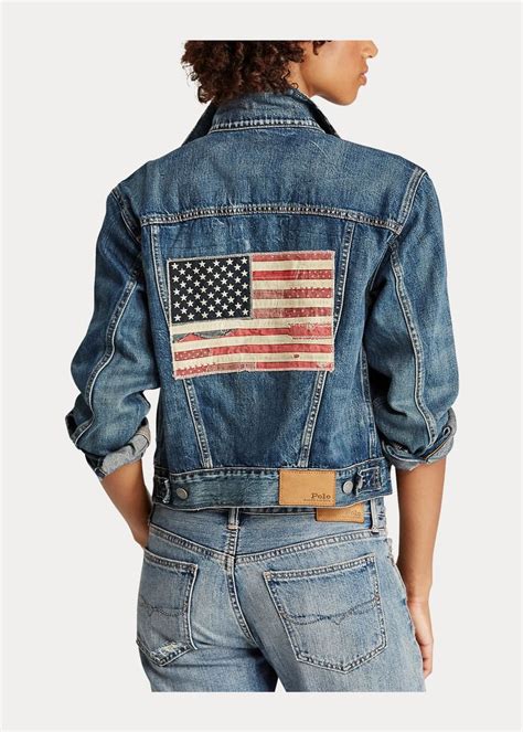 Women S USA Flag Denim Trucker Jacket Ralph Lauren Jacken