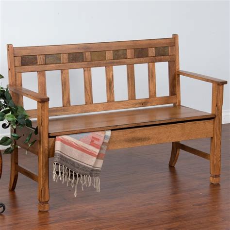Rustic oak garden bench with backrest and arms. Rustic Oak & Slate Collection - Rustic OakDeacon's Bench w ...