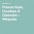 Frances Hyde, Countess of Clarendon - Wikipedia | Beaumont, Countess ...
