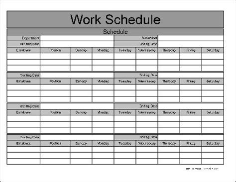 Blank 7 Days Work Schedule Template Search Results Calendar 2015