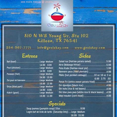 Online Menu Of Gou Lakay Restaurant Killeen Texas 76543 Zmenu