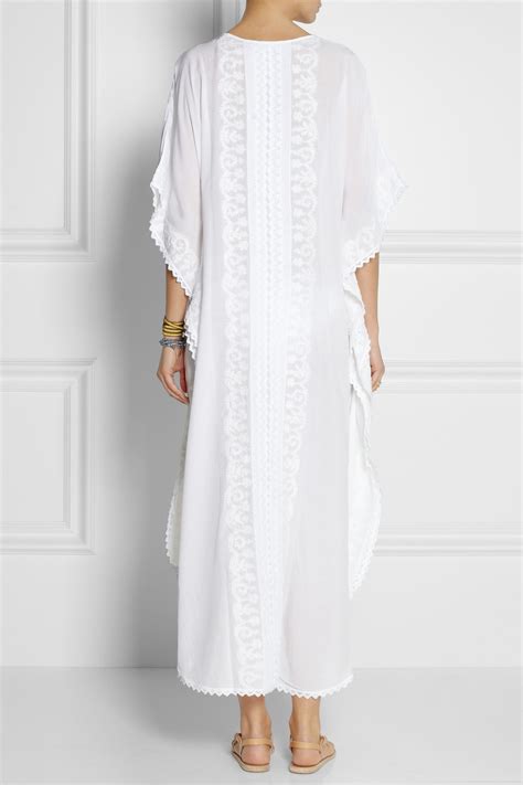 Melissa Odabash Robyn Embroidered Voile Kaftan In White Lyst