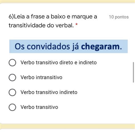 Verbo Transitivo E Intransitivo Exercícios Educa