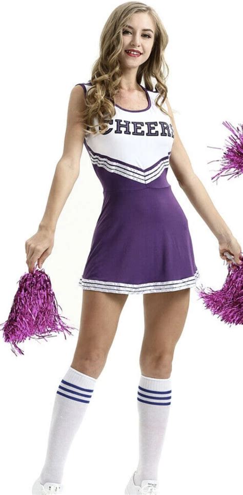 Cute Outfit Ideas For Women For Halloween Purple Hot Cheerleader