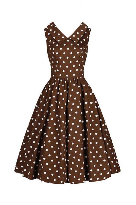Chocolate Brown And White Polka Dot Rockabilly 50s Swing Tea Dress