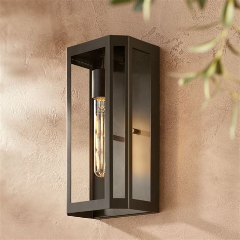 New modern lighting trends to try now. Franklin Iron Works Modern Industrial Outdoor Wall Light Fixture Bronze 13" Clear Glass Panels ...