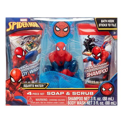 Marvel Spiderman 4 Piece Soap And Scrub Bath Set