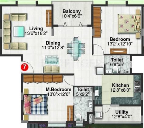 1320 Sq Ft 2 Bhk Floor Plan Image Metropolis Electra Available For