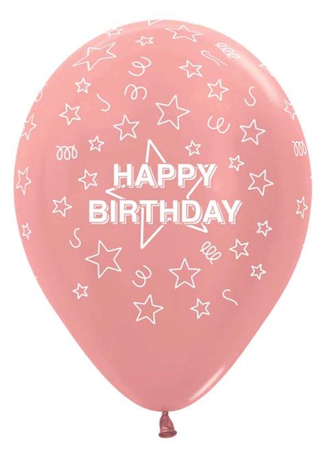 Inflated Rose Gold Happy Birthday Helium Party Balloon
