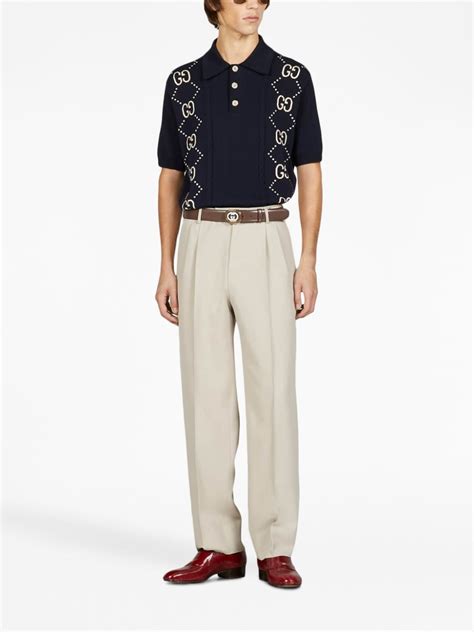 Gucci Gg Cotton Knit Polo Shirt Farfetch