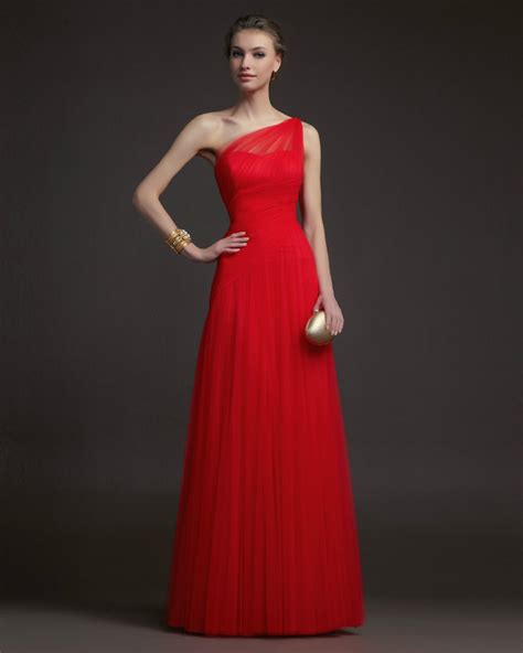 Zt 06 Simple Elegante De Un Hombro Vestidos Largos De Noche Rojo De
