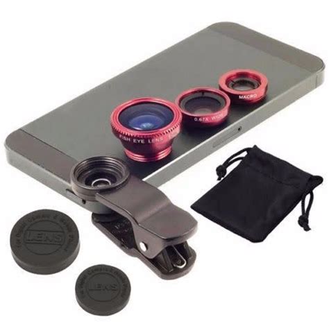 Lenses Universal 3in1 Clip On Camera Lens Kit Wide Angle Fish Eye