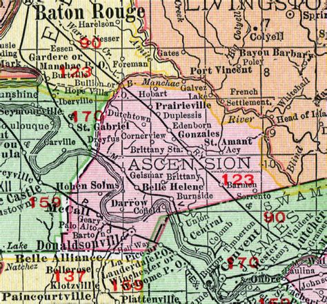 Ascension Parish Louisiana 1911 Map Rand Mcnally Donaldsonville