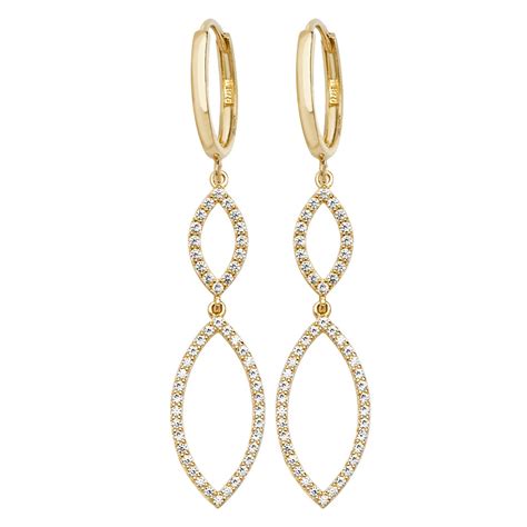 Cubic Zirconia Dropper Hoop Earrings — Neweys Jewellers Ltd
