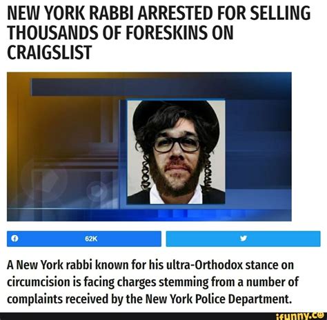 New York Rabbi Arrested For Selling Thousands Of Foreskins On