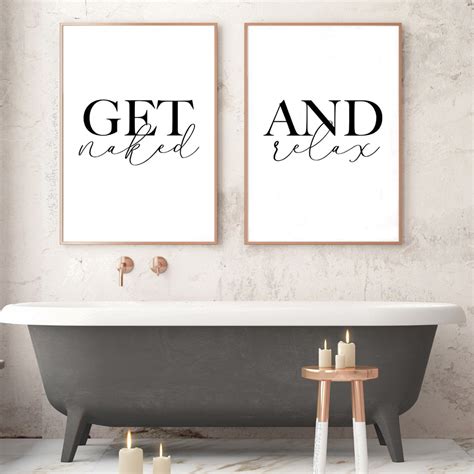 Get Naked And Relax Posters Bathroom Wall Art Fine Art Canvas Prints M