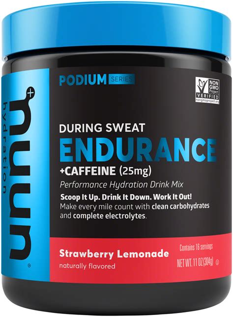 Nuun Endurance Hydration Drink Mix Strawberry Lemonade Caffeine 16