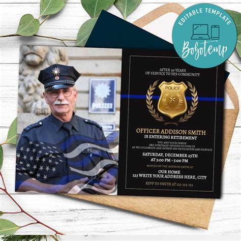 police officer retirement party invitation template diy sunmily