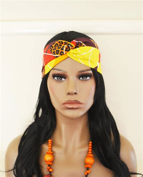 African Print Headbandankara Headband Yellow Orange Etsy