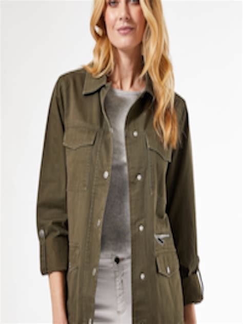Buy Dorothy Perkins Women Olive Green Solid Shacket Shirts For Women