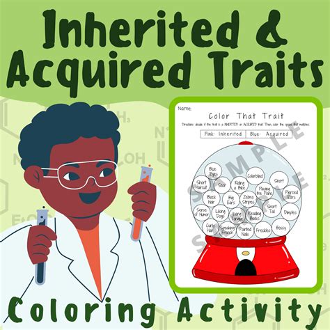 Heredity Inherited And Acquired Traits Coloring Activity Worksheet K