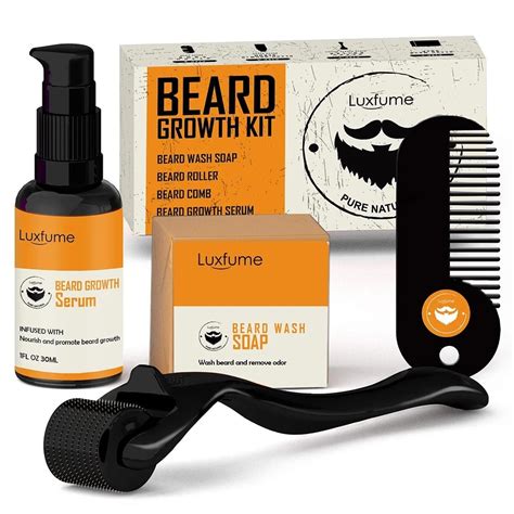 4 pcs set men beard growth kit hair growth enhancer thicker oil