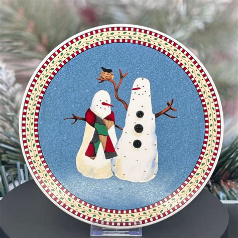 Vintage Debbie Mumm Snowman Trivetcake Plate Sakura Etsy