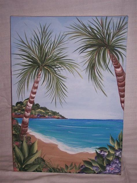 Hand Painted Tropical Seascape On Canvas Painting Canvas Painting