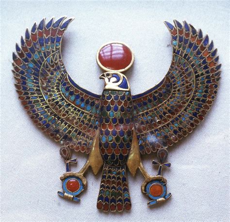 Pectoral Jewelry From The Tomb Of Tutankhamun Showing The God Horus As